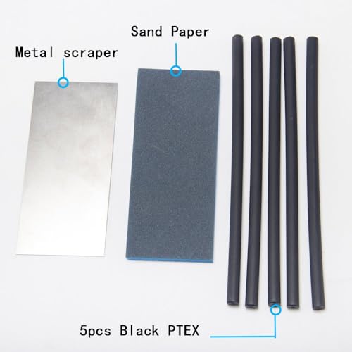 XCMAN Alpine Freeride Snowboard Ski Base Ptex Base Repair Kit: 5 ptex, Metal Scraper, Sanding Sponge - Image 3