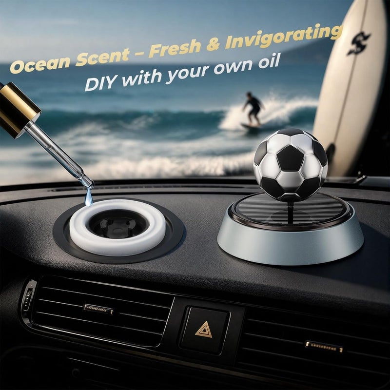 Solar Rotating Car Diffuser for Essential Oils, Car Air Freshener, Solar Soccer Ball Dashboard Decor, Small Mini Diffuser for Travel, Car, Desk, Office, Auto-Rotating Air Purifier for Men - Image 3