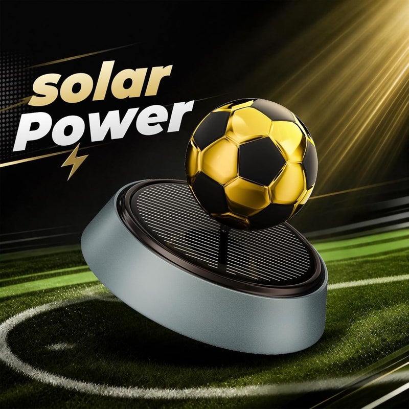 Solar Rotating Car Diffuser for Essential Oils, Car Air Freshener, Solar Soccer Ball Dashboard Decor, Small Mini Diffuser for Travel, Car, Desk, Office, Auto-Rotating Air Purifier for Men - Image 1