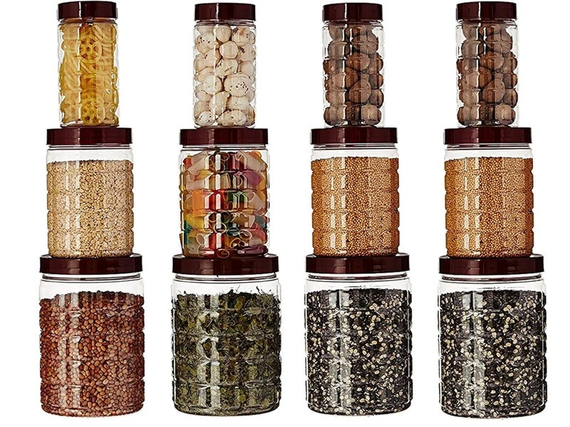 Stysol Set of 12 Plastic Storage Jar and Container Square Container Daba squeer container Kitchen Storage Home Utility Boxes - Image 5