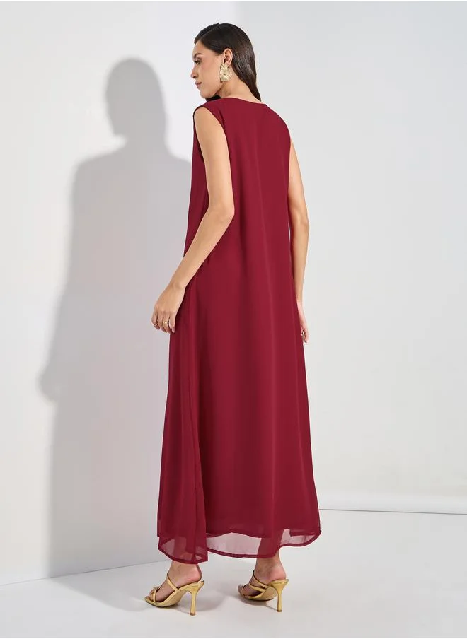 مكسيم كريشن Zardosi Embroidery Kaftan with Tie-Up by Styli