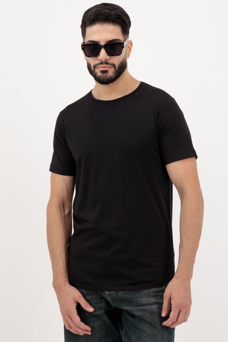 Vasl Hub VaslHub Cotton Plain T-Shirts for Men – Crew Neck Regular Fit 2-Pack (Sandstone & Black) - Image 3