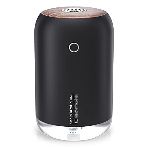 SmartDevil Portable Mini Humidifier, 500ml Desk Plant Humidifier, USB Personal for Bedroom, Office with Night Light, 2 Mist Modes, Black - Image 1