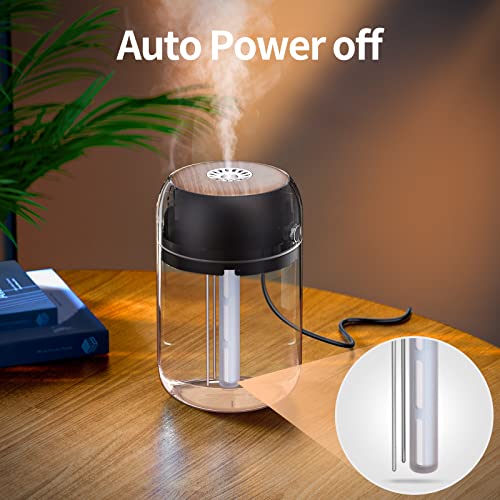 SmartDevil Portable Mini Humidifier, 500ml Desk Plant Humidifier, USB Personal for Bedroom, Office with Night Light, 2 Mist Modes, Black - Image 5