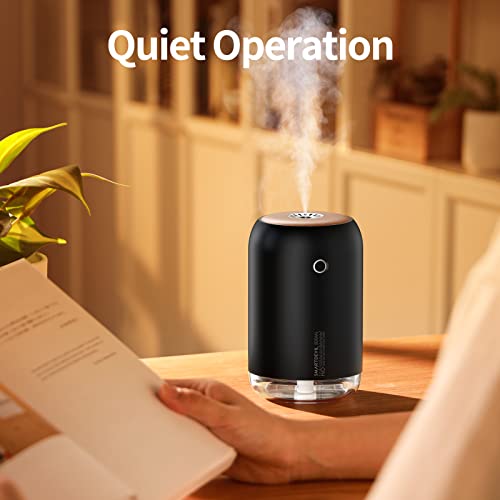SmartDevil Portable Mini Humidifier, 500ml Desk Plant Humidifier, USB Personal for Bedroom, Office with Night Light, 2 Mist Modes, Black - Image 3
