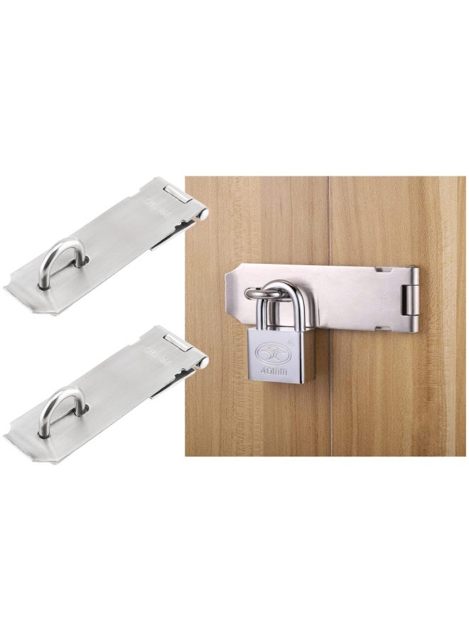 ROBUSTLINE Robuistline Pack Of 2 Aluminium Hasps And Staples 4 Inch x 1.1/4 Inch For Small Doors Cabinets And More Chrome Plated Hasp Lock Catch Latch Safety Lock 
