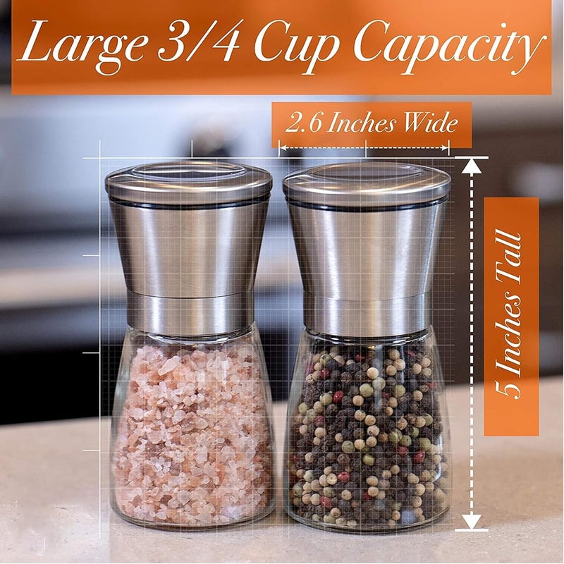 Suzec Set of 2 Small Salt and Pepper Grinder Salt or Pepper Shakers Adjustable Ceramic Spice Grinder Small Pack 2 - Image 4