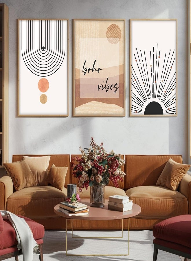 ARTELLY Modern Boho Abstract Line Art Wall Decor, Set of 3 Framed Prints, Beige and White, 13x19 Inches, Geometric Design for Living Room, Bedroom Office Decoration Poster Wall Art Decor (BOHO 2) - Image 4