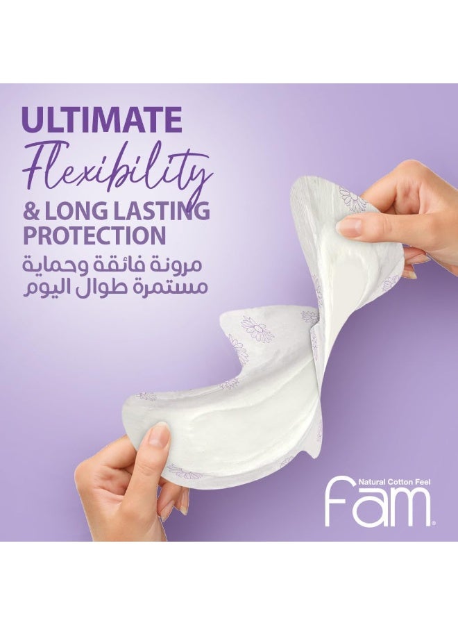 فام فوط صحية كلاسيك بالأجنحة حجم كبير، غير مطوية، سطح بملمس القطن الطبيعي، عبوة توفيرية، 40 قطعة - Image 5