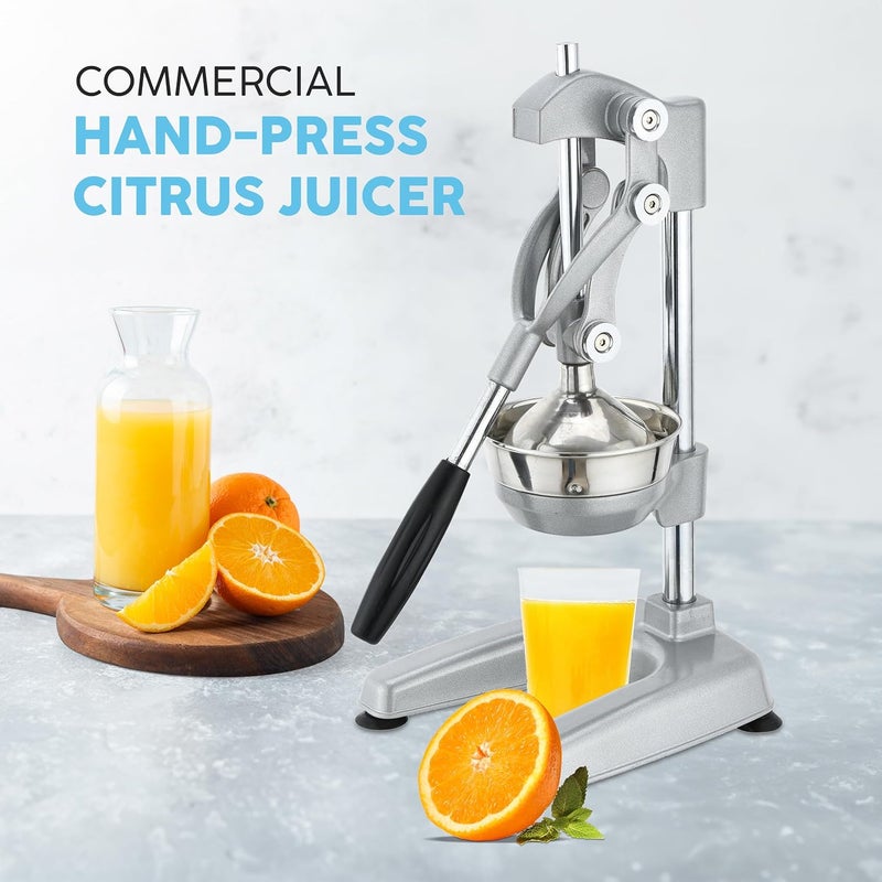 Courant Alloy Steel Orange Juice Squeezer HeavyDuty EasytoClean Professional Citrus JuicerCommercialGrade Handpress Juicer 5 FruitJuicing BowlSturdy Manual Citrus Press Countertop Chrome - Image 2