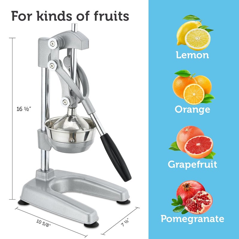 Courant Alloy Steel Orange Juice Squeezer HeavyDuty EasytoClean Professional Citrus JuicerCommercialGrade Handpress Juicer 5 FruitJuicing BowlSturdy Manual Citrus Press Countertop Chrome - Image 3