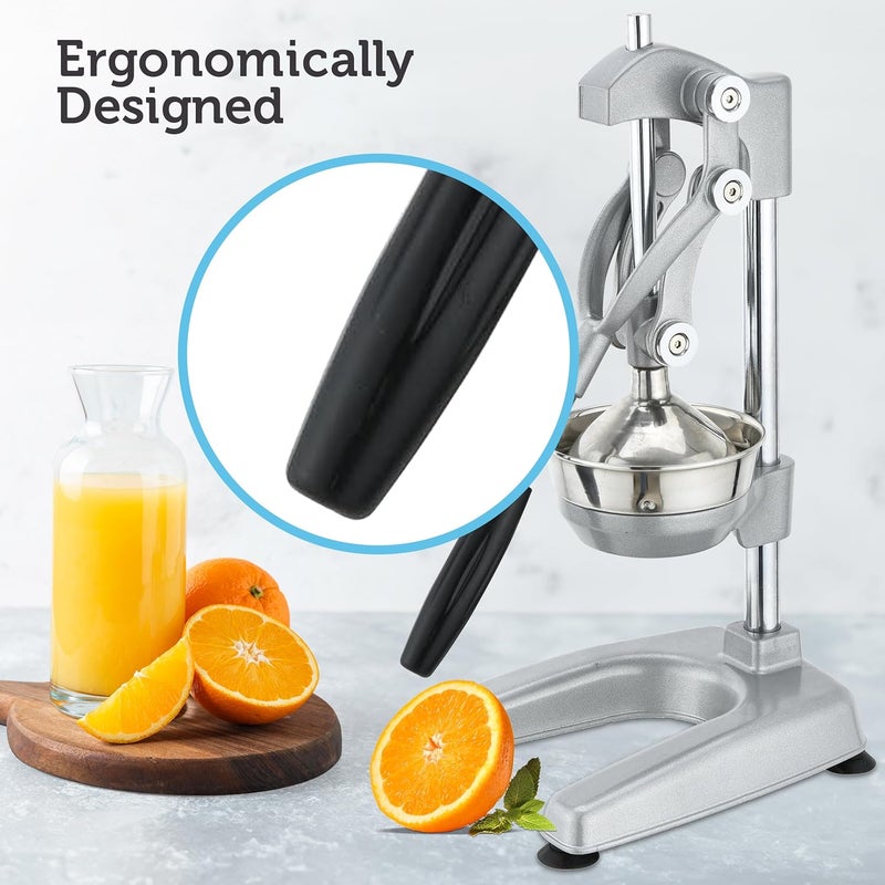 Courant Alloy Steel Orange Juice Squeezer HeavyDuty EasytoClean Professional Citrus JuicerCommercialGrade Handpress Juicer 5 FruitJuicing BowlSturdy Manual Citrus Press Countertop Chrome - Image 4