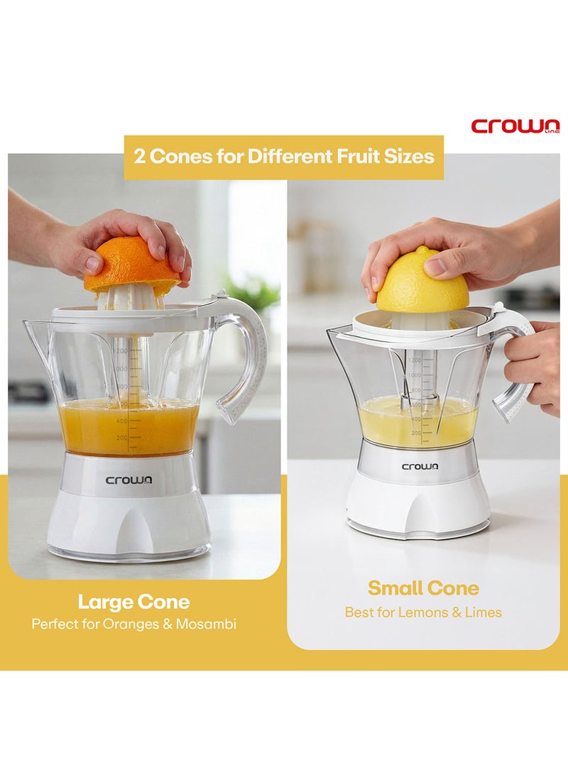 Crownline CJ-442 Electric Citrus Juicer, 1.2L Capacity, Dual Cone System with Pulp Control, 30W Fresh Juice Maker 1.2 L 30 W CJ-442 white - Image 4