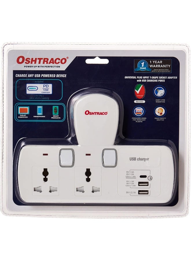 Oshtraco Power Extension Socket Plug Adapter - Image 1