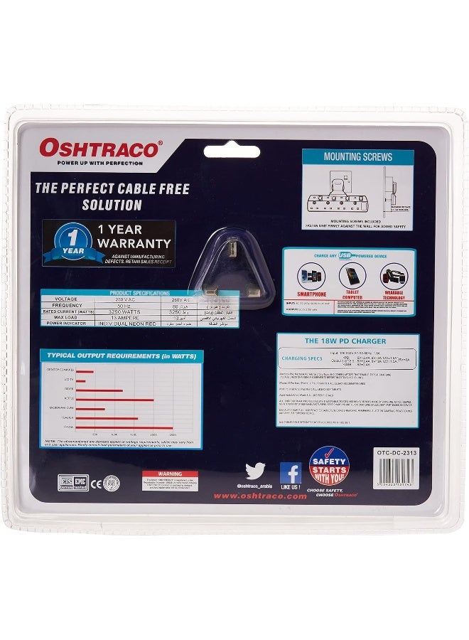 Oshtraco Power Extension Socket Plug Adapter - Image 2