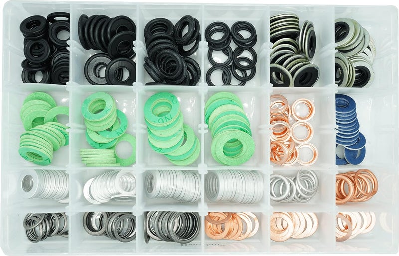 Dsnaduo 320PCS 24 Sizes Master Oil Drain Plug Gaskets Washer Assortment Kit - Image 1