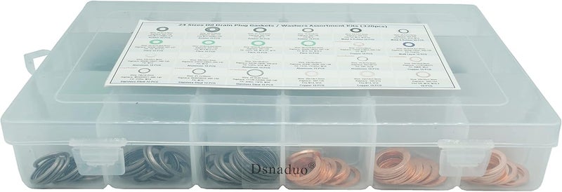 Dsnaduo 320PCS 24 Sizes Master Oil Drain Plug Gaskets Washer Assortment Kit - Image 5