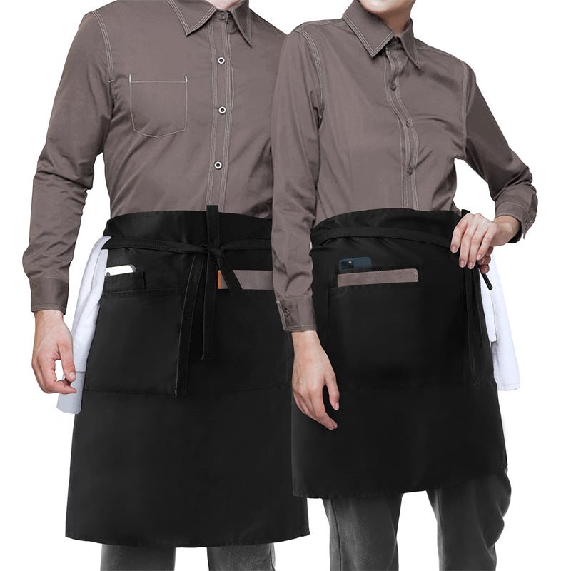 Waiter Long Waist Apron Cross-border Medium Long Apron Restaurant Cafe Tavern Waiter Apron(Black, Free size) - Image 3