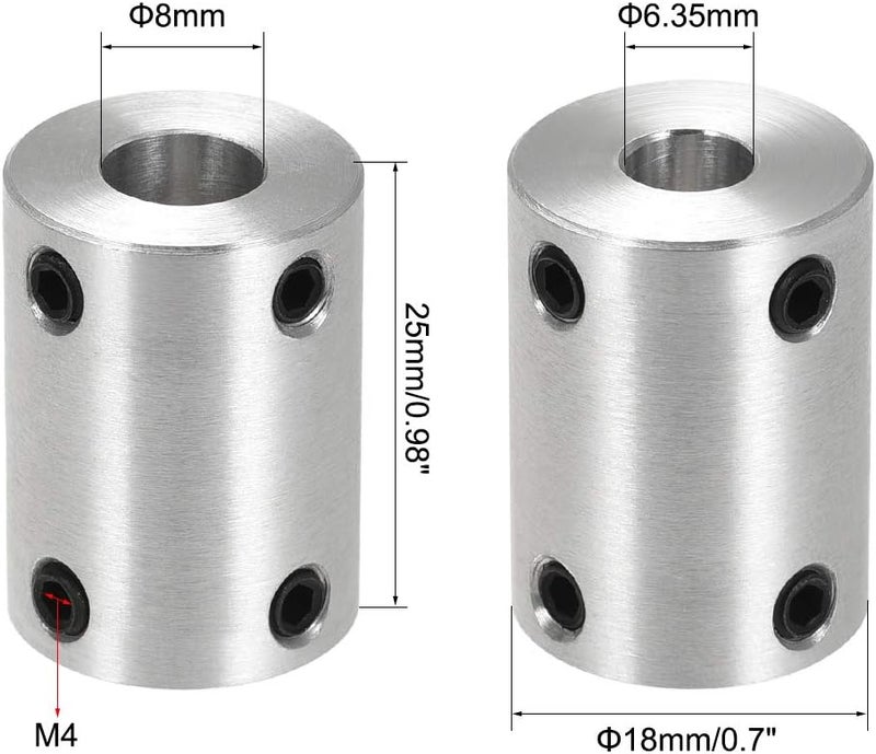 uxcell 1/4 Inch to 8mm Bore Rigid Coupling Set Screw L25XD18 Aluminum Alloy,Shaft Coupler Connector for 3D Printers, Motor Accessories - Image 2