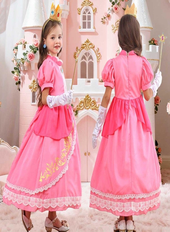 Luzlen Pink Costume for Girls Kids Dress Up Halloween Carnival Cosplay Party Outfit, Pink, 6-7 Years(Label 130) - Image 4
