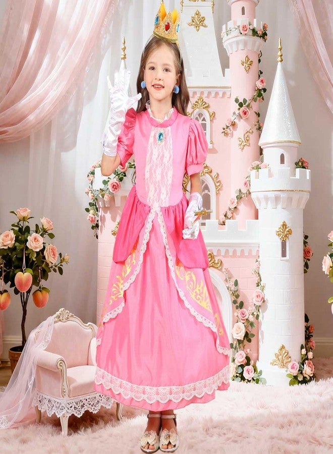 Luzlen Pink Costume for Girls Kids Dress Up Halloween Carnival Cosplay Party Outfit, Pink, 6-7 Years(Label 130) - Image 2
