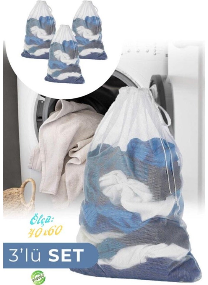 Easyso Laundry Washing Net 3 Pieces 40X60CM Socks Laundry Curtain Washing Net  - Image 2