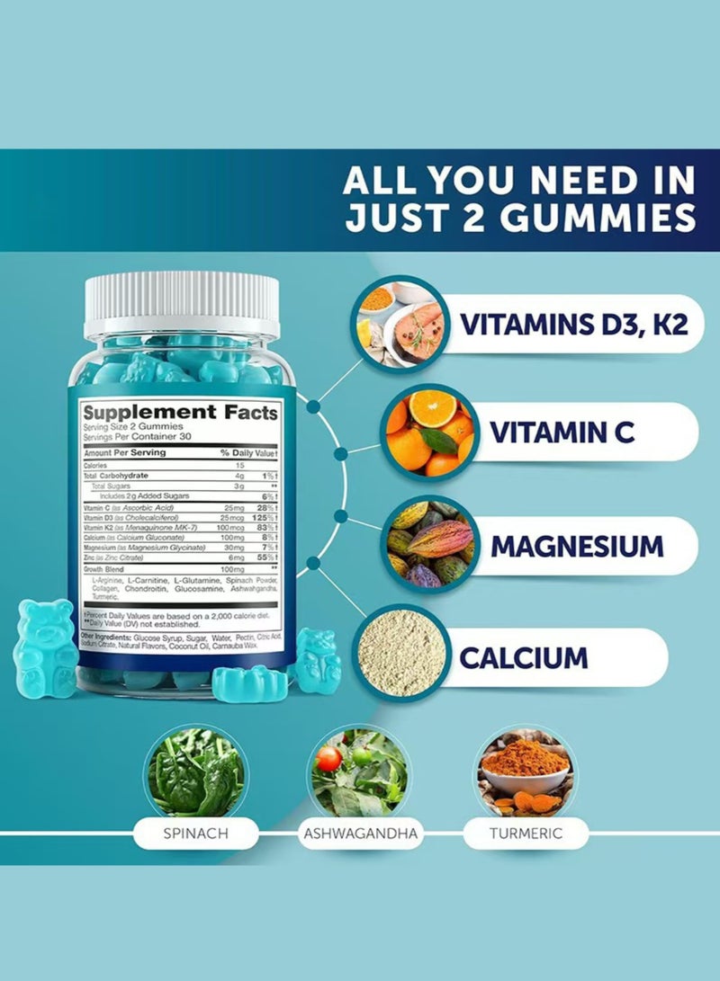 بيودي علكات الارتفاع لزيادة نمو الطول إلى أقصى حد مع الكالسيوم لقوة العظام، مكمل طبيعي أطول لزيادة نمو العظام خاليًا من هرمون النمو - Image 5