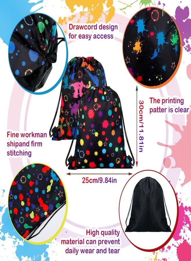 Funtery 32 Pcs Glow Party Drawstring Bags Glow Party Favors Neon Birthday Treat Bags for Teens Social Media Theme Gifts School Travel Supplies, 11.81 x 9.84 Inch - Image 4