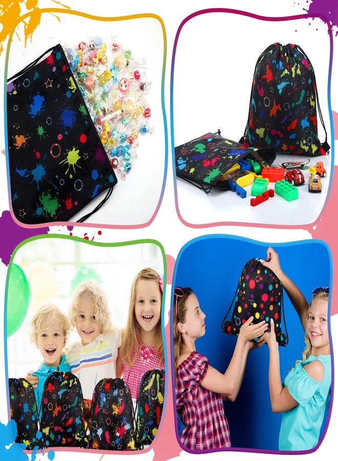 Funtery 32 Pcs Glow Party Drawstring Bags Glow Party Favors Neon Birthday Treat Bags for Teens Social Media Theme Gifts School Travel Supplies, 11.81 x 9.84 Inch - Image 5