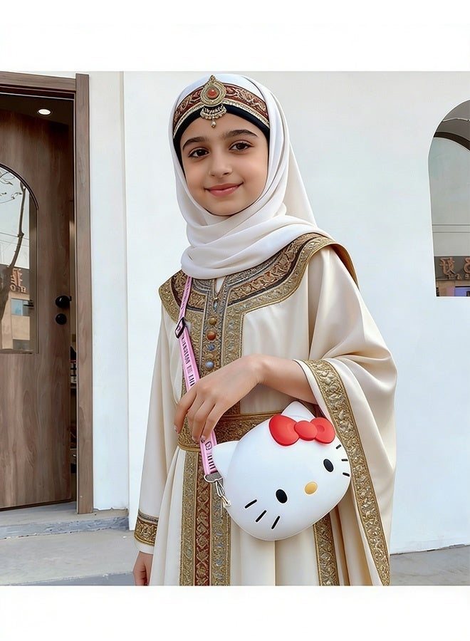 هالو كيتي حقيبة كروسبودي سيليكونية بتصميم قطة كاواي، ناعمة ومقاومة للماء، حقيبة كتف برسومات كرتونية، حقيبة صغيرة لتخزين الأغراض الأساسية للبنات، مثالية للمدرسة والتسوق واللعب وحفلات أعياد الميلاد والسفر والاستخدام اليومي، هدية مثالية - Image 2