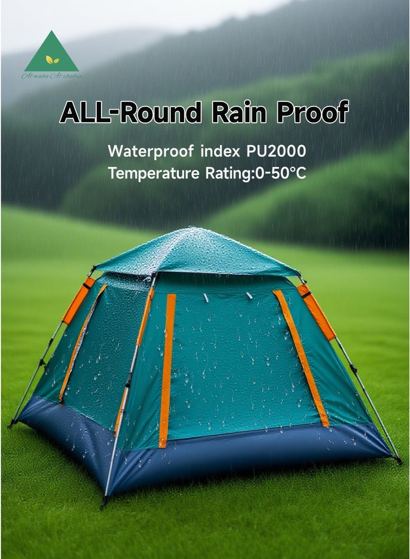 الواحة الذهبية  خيمة تخييم لعائلة 5-8 أشخاص، قابلة لفصل الغطاء الخارجي، تهوية من 4 جهات، تركيب فوري مع حقيبة حمل، مضادة للماء والرياح، خيمة قابلة للانبثاق للتخييم والتنزه وتسلق الجبال (أخضر) - Image 2