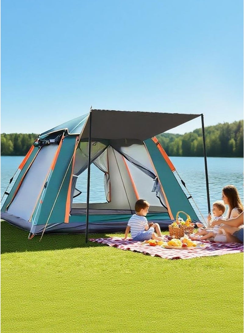 الواحة الذهبية  خيمة تخييم لعائلة 5-8 أشخاص، قابلة لفصل الغطاء الخارجي، تهوية من 4 جهات، تركيب فوري مع حقيبة حمل، مضادة للماء والرياح، خيمة قابلة للانبثاق للتخييم والتنزه وتسلق الجبال (أخضر) - Image 4