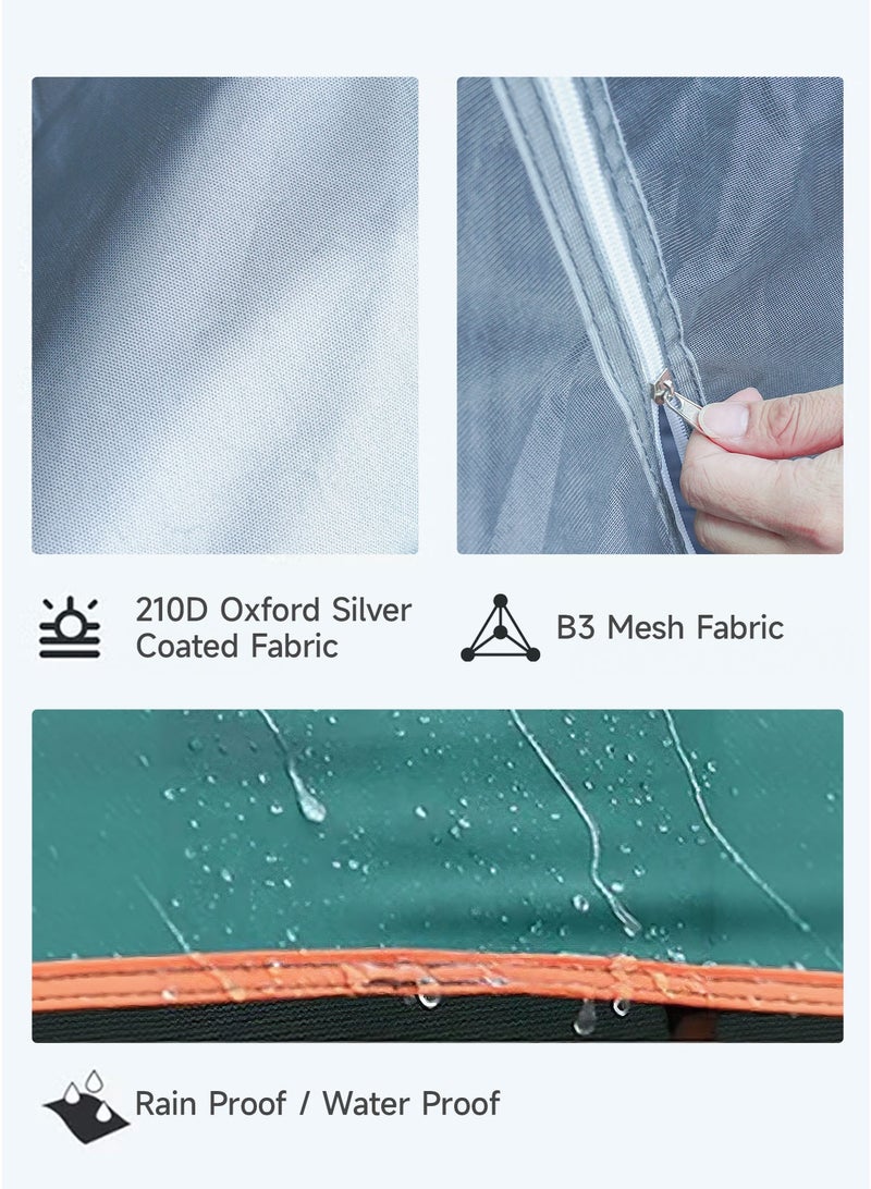 الواحة الذهبية  خيمة تخييم لعائلة 5-8 أشخاص، قابلة لفصل الغطاء الخارجي، تهوية من 4 جهات، تركيب فوري مع حقيبة حمل، مضادة للماء والرياح، خيمة قابلة للانبثاق للتخييم والتنزه وتسلق الجبال (أخضر) - Image 3