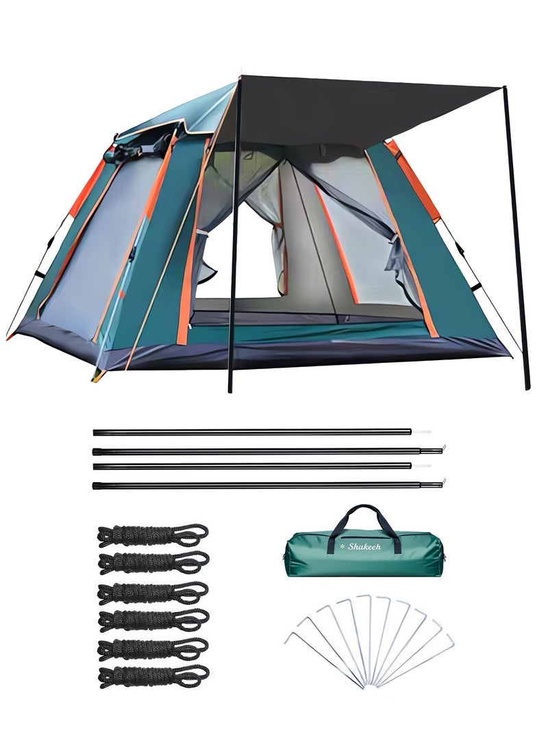 الواحة الذهبية  خيمة تخييم لعائلة 5-8 أشخاص، قابلة لفصل الغطاء الخارجي، تهوية من 4 جهات، تركيب فوري مع حقيبة حمل، مضادة للماء والرياح، خيمة قابلة للانبثاق للتخييم والتنزه وتسلق الجبال (أخضر) - Image 1