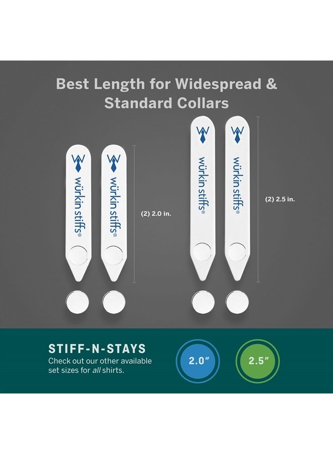 Würkin Stiffs Stiff-N-Stay Magnetic Collar Stays for Men – 2.0” and 2.5" Plastic Power Stays, 2 Pair Set with Case - Adjustable & Durable Shirt Collar Straighteners - As Seen on Shark Tank - Image 2