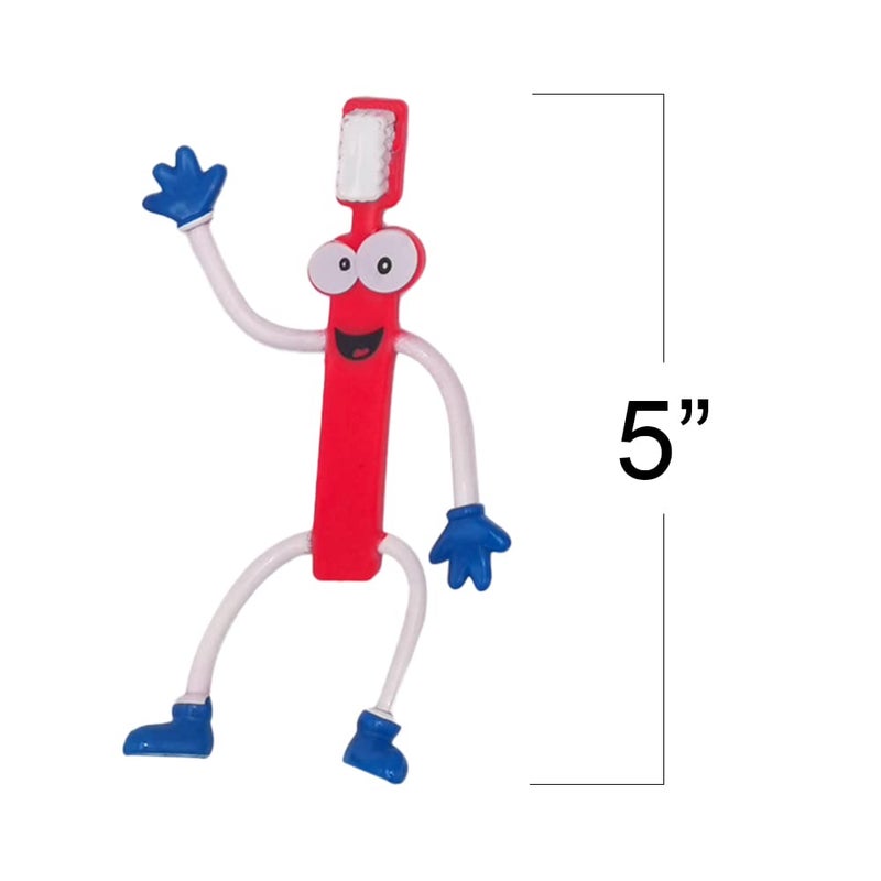ArtCreativity Bendable Toothbrush Figures - 12 Dental Toys for Kids, Dentist Office Giveaways, Toothbrush Toys & Party Favors, Stress Relief Fidget Toys, PiÃ±ata Fillers - Image 3