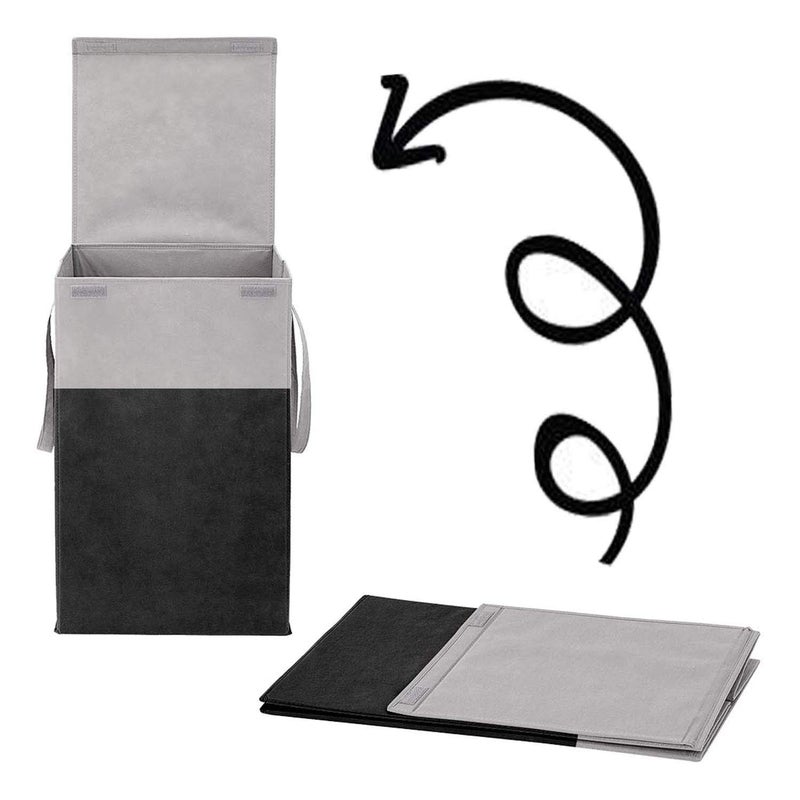 Unicrafts Laundry Bag 45 L Durable and Collapsible Laundry storage Bag Clothes Toys Storage Foldable 68 L Laundry Basket With Lid and Side Handles for Dirty Clothes Combo Pack of 2 Pc GreyBlack - Image 5