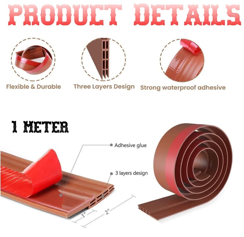 Niyam Self-Adhesive Silicon Door/Window Shield Tape Door Bottom Sealing Strip Weather Stripping Door Seal Strip for Air Gap Cockroach Insect Bugs Draft Stopper Waterproof and Soundproof (1 m, Brown) - Image 5