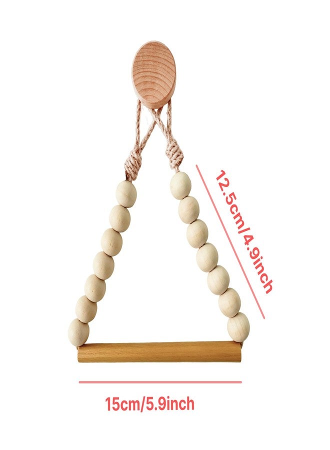 Dhshrxd Bathroom Toilet Paper Holder Wooden Bead Toilet Roll Holder Hanging Toilet Paper String Holder (Wood Color) - Image 3