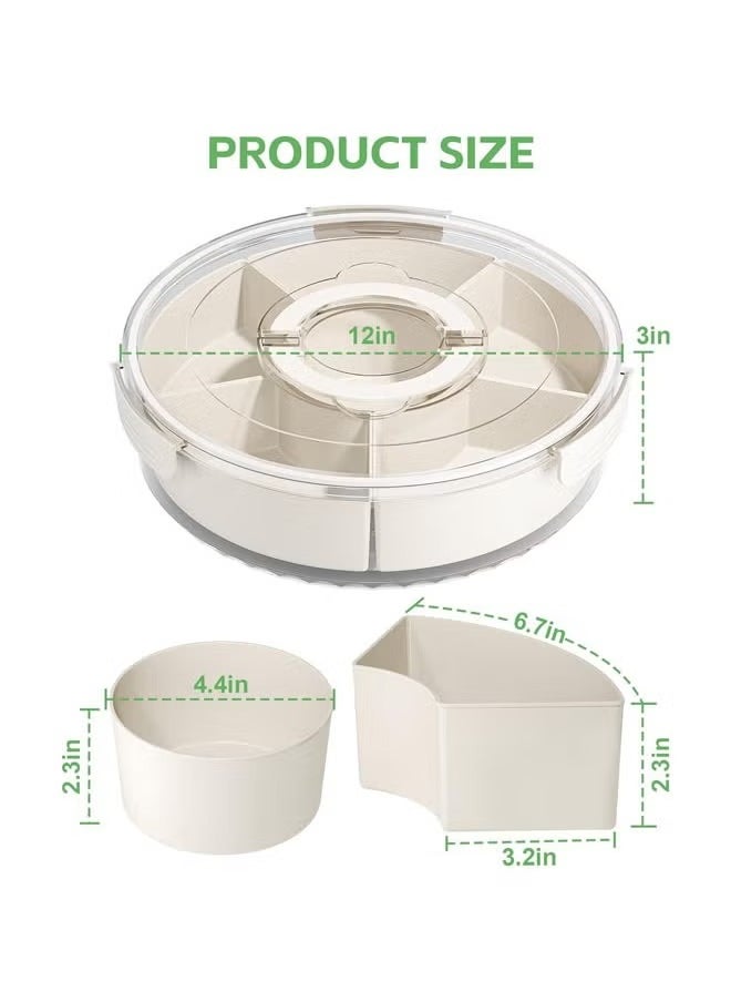 Hihonor - Snack Box Divided Serving Tray with Lid and Handle Snackle Box Charcuterie Container for Portable Rotating Snack Platters for Candy, Fruits, Nuts, Snacks, Party, Entertaining, Picnic - Image 1
