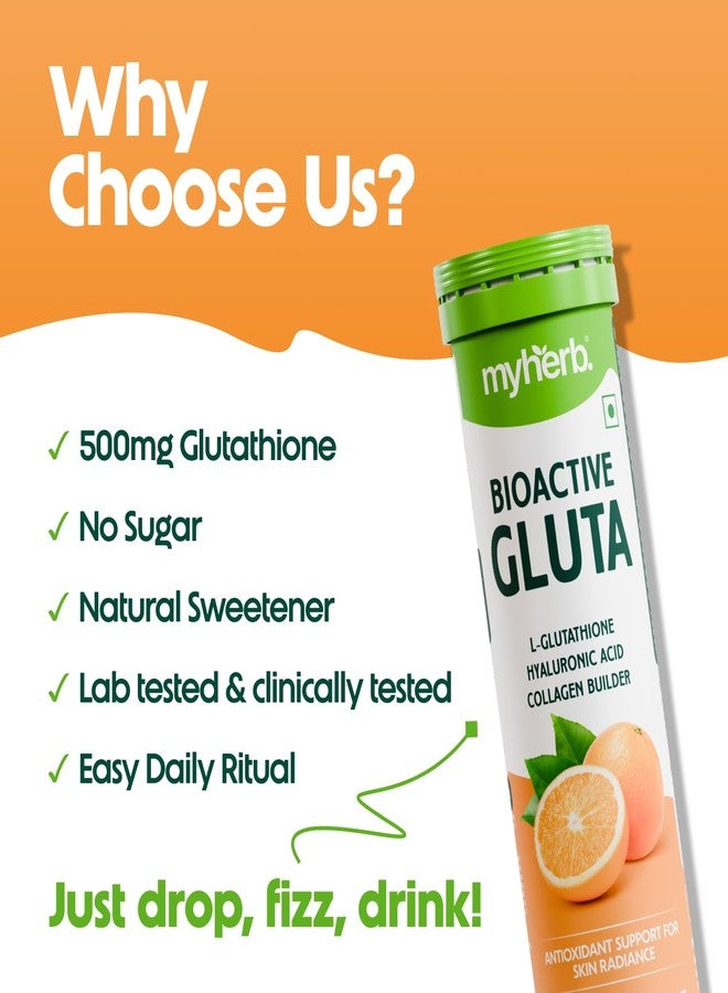 MYHERB Bioactive Glutathione Tablets For Radiant,Glowing Skin | 30 Pcs Effervescent Tablets With 500 Mg L-Glutathione & Vitamin C | Antioxidant & Skin Glow Supplement, (Pack of 2) Orange Zing Flavour - Image 3