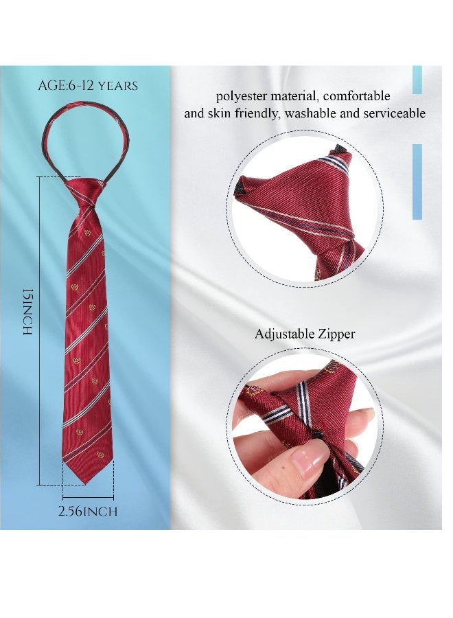 4 Pcs Kids Tie for Boys Adjustable Zipper Youth Students Children Toddler Necktie for Shirt Wedding Graduation School Uniform 6-12 Years - Image 2
