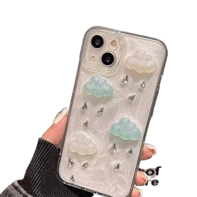 MS غطاء واقي بAcrylic لـ iPhone 12 مع حماية من السقوط وسحابة كريستال ثلاثية الأبعاد مع مقاوم للصدمات مع قطرة مطر ماسية باللون Raindrop Cloud من الأكريليك - Image 4