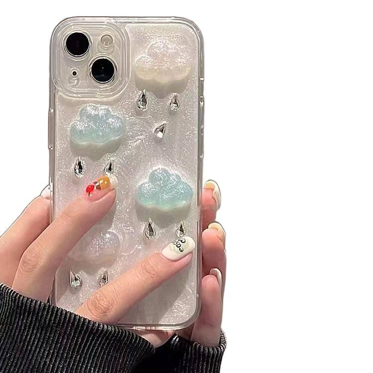 MS غطاء واقي بAcrylic لـ iPhone 12 مع حماية من السقوط وسحابة كريستال ثلاثية الأبعاد مع مقاوم للصدمات مع قطرة مطر ماسية باللون Raindrop Cloud من الأكريليك - Image 5