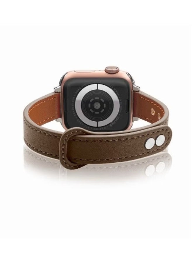 Soft Leather Breathable Casual Leather Strap Compatible With Apple Watch Strap 38mm 40mm 41mm, Women'S Adjustable Shoulder Strap Suitable For Iwatch Series Se 10/9/8/7/6/5/4/3/2/1 (coffee color)38/40/41mm - Image 2