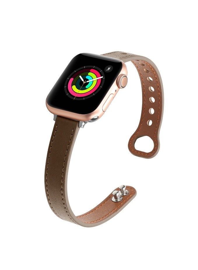 Soft Leather Breathable Casual Leather Strap Compatible With Apple Watch Strap 38mm 40mm 41mm, Women'S Adjustable Shoulder Strap Suitable For Iwatch Series Se 10/9/8/7/6/5/4/3/2/1 (coffee color)38/40/41mm - Image 1