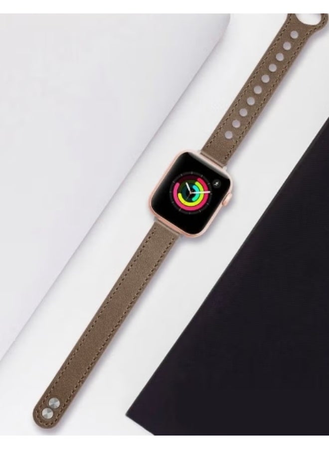 Soft Leather Breathable Casual Leather Strap Compatible With Apple Watch Strap 38mm 40mm 41mm, Women'S Adjustable Shoulder Strap Suitable For Iwatch Series Se 10/9/8/7/6/5/4/3/2/1 (coffee color)38/40/41mm - Image 3