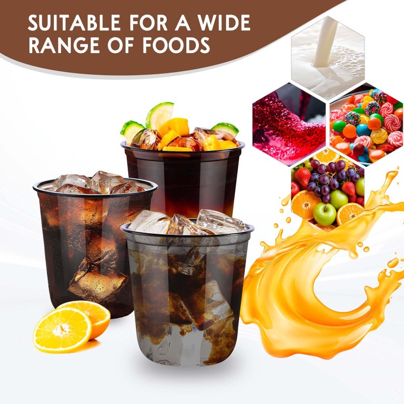 Kesaplan 100 Pcs 12 Oz Black Clear Plastic Cups  Disposable Stemless Wine Glasses For Halloween Graduation Party  Round Bottom Plastic Cocktails Cups  Disposable Cold Drinks Cup For Birthday Wedding - Image 5