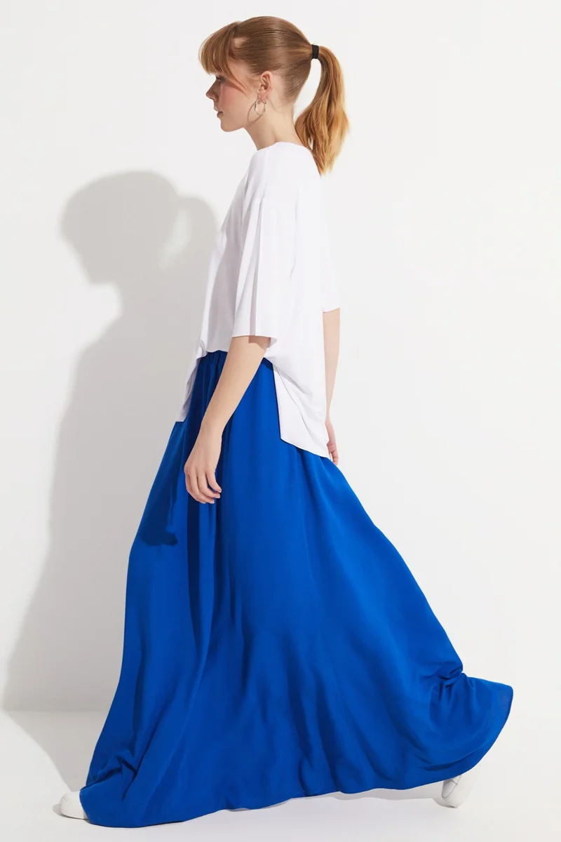 جون Elastic Waist Maxi 100% Viscose Skirt