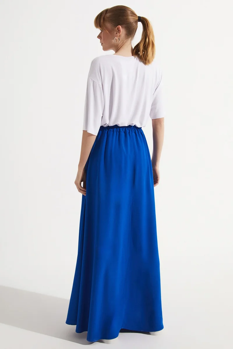 جون Elastic Waist Maxi 100% Viscose Skirt